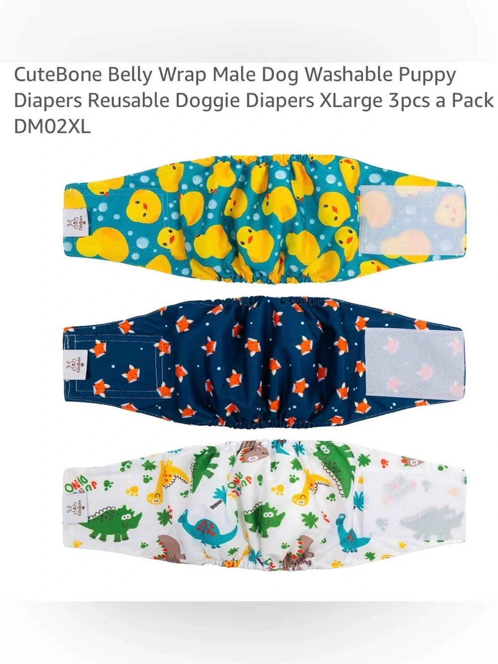 CuteBone Male Dog Belly Bands Wraps XL Washable Diapers Lot of 5 New in Pkg Bulk